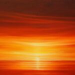 Sunset paintings original seascape oil painting Sunset Bay