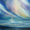 windswept seascape painting close up view