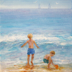 Beach days 2 seascape painting for sale