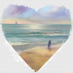 heart art greeting card ocean d'amour