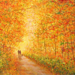 our autumn walk art greeting card for sale