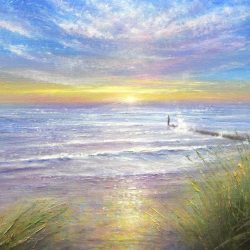 Beach Sunset art greeting card